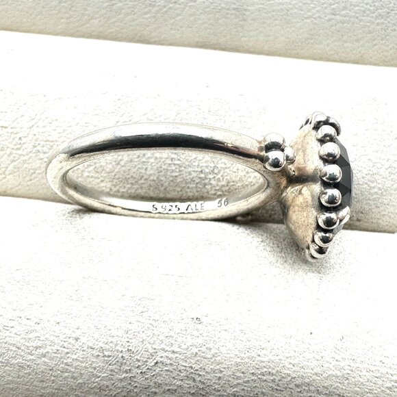 Pandora Blue Grey Stone Sterling Silver Ring Size 7.75 - Picture 6 of 6